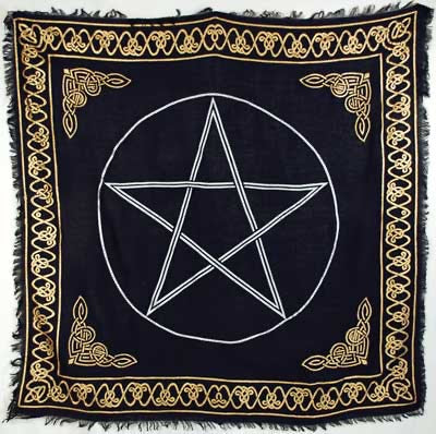 Pentacle black and gold altar cloth