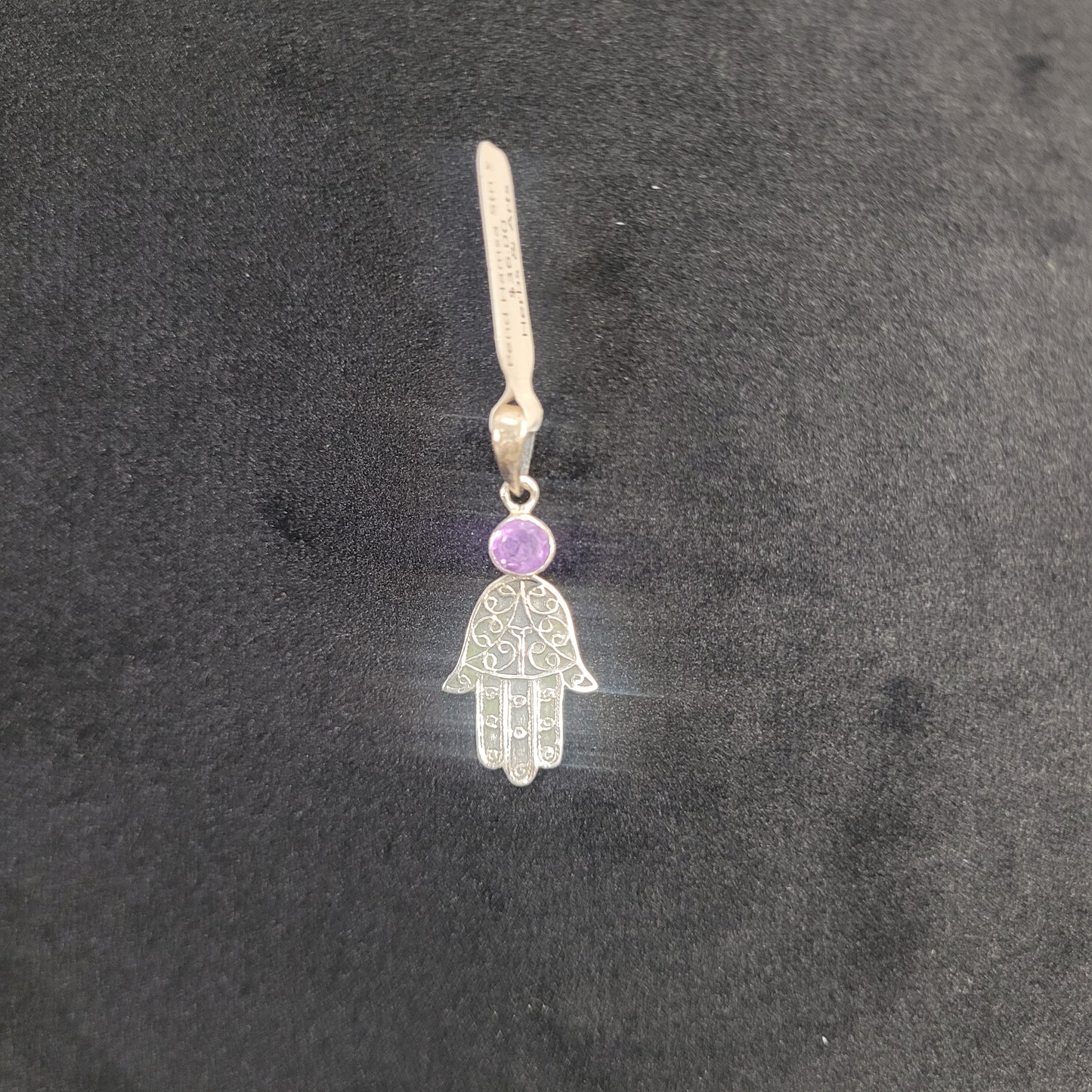 Pendant Hamsa with Amethyst Stn SS