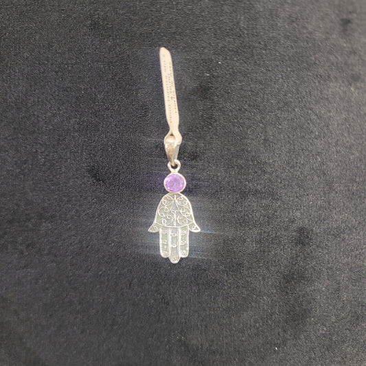 Pendant Hamsa with Amethyst Stn SS