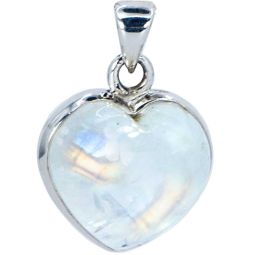 Heart-shaped pendant with a clear gemstone on a white background