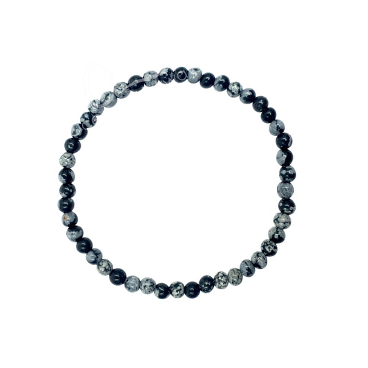 Bracelet Snowflake Obsidian 4mm