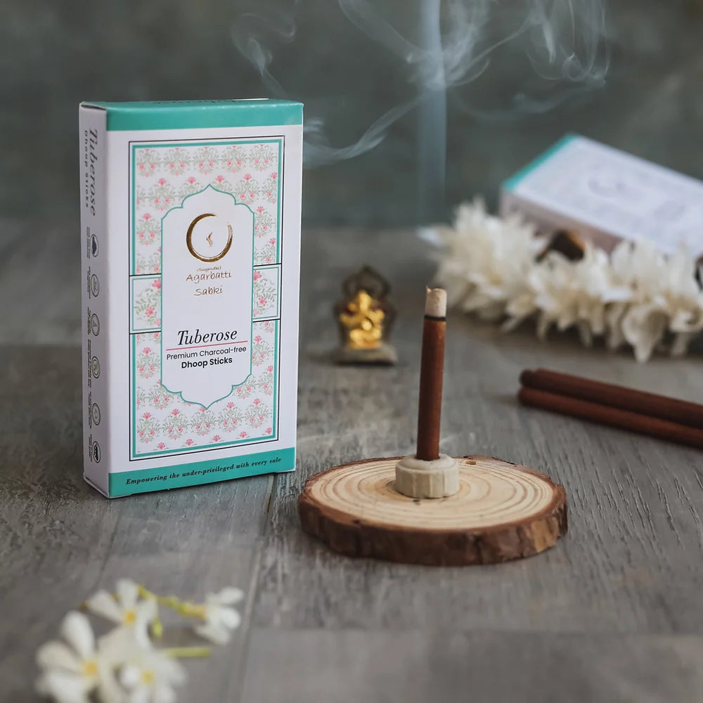 Image of Tuberrose dhoop stick burning