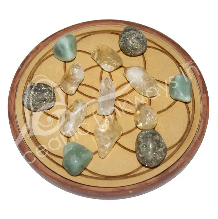Crystal Grid Wooden Seed of Life 6 Inch on a white background