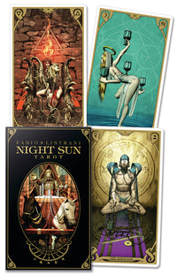 Four tarot card designs from the Night Sun Tarot set.