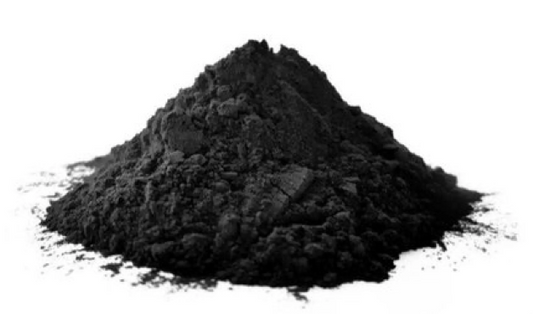 Small mound of Activated charcoal on white background