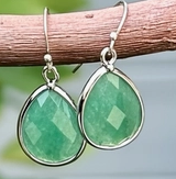 Earring Aventurine Stone Tear Drop Dangle