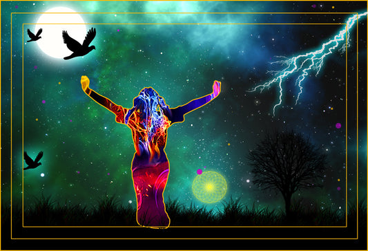 Awaken rising for the day with birds and lightning.