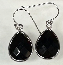 Earring Black Onyx Stone Tear Drop Dangle