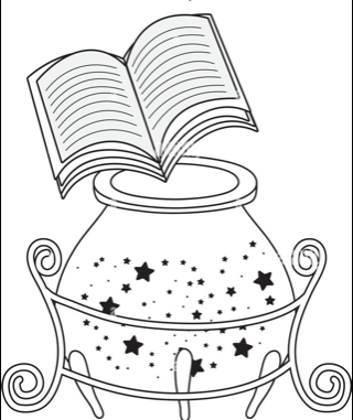 Book and a Cauldron on a white background