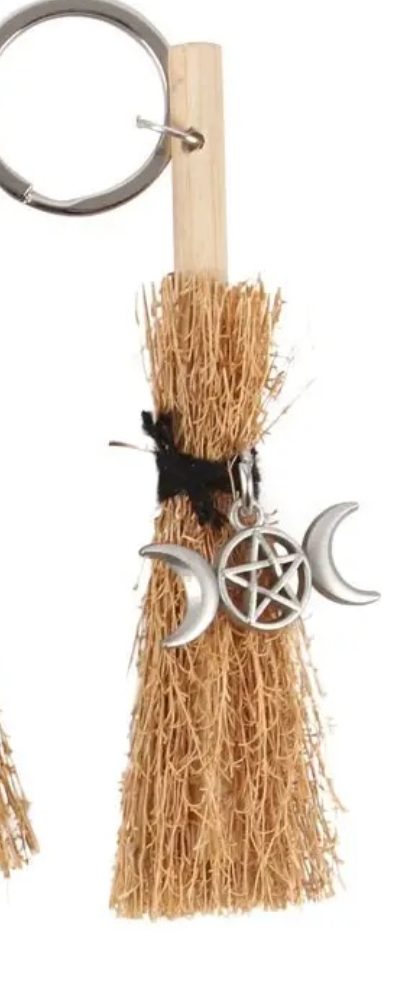 Key Chain Lucky Broomstick Triple moon