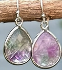 Earring Fluorite Stone Tear Drop Dangle