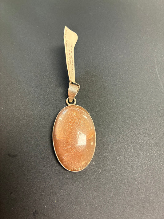 Golden Feldspar pendant with sterling silver