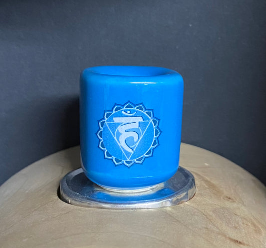 Candle Holder Chime Throat Chakra light blue