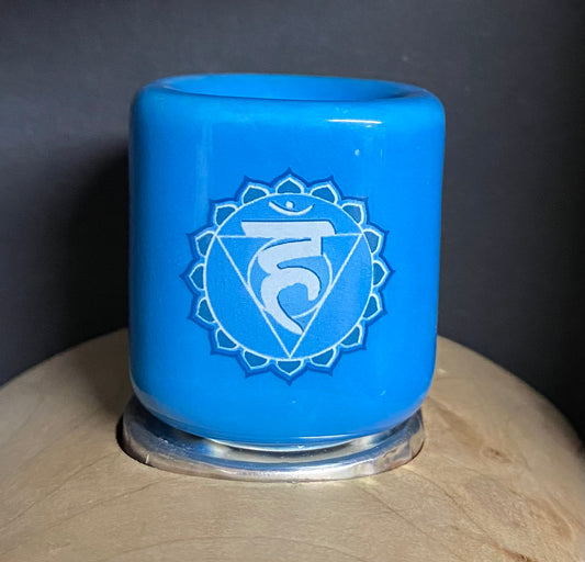 image of bright blue Candle Holder Pillar Throat Chakra