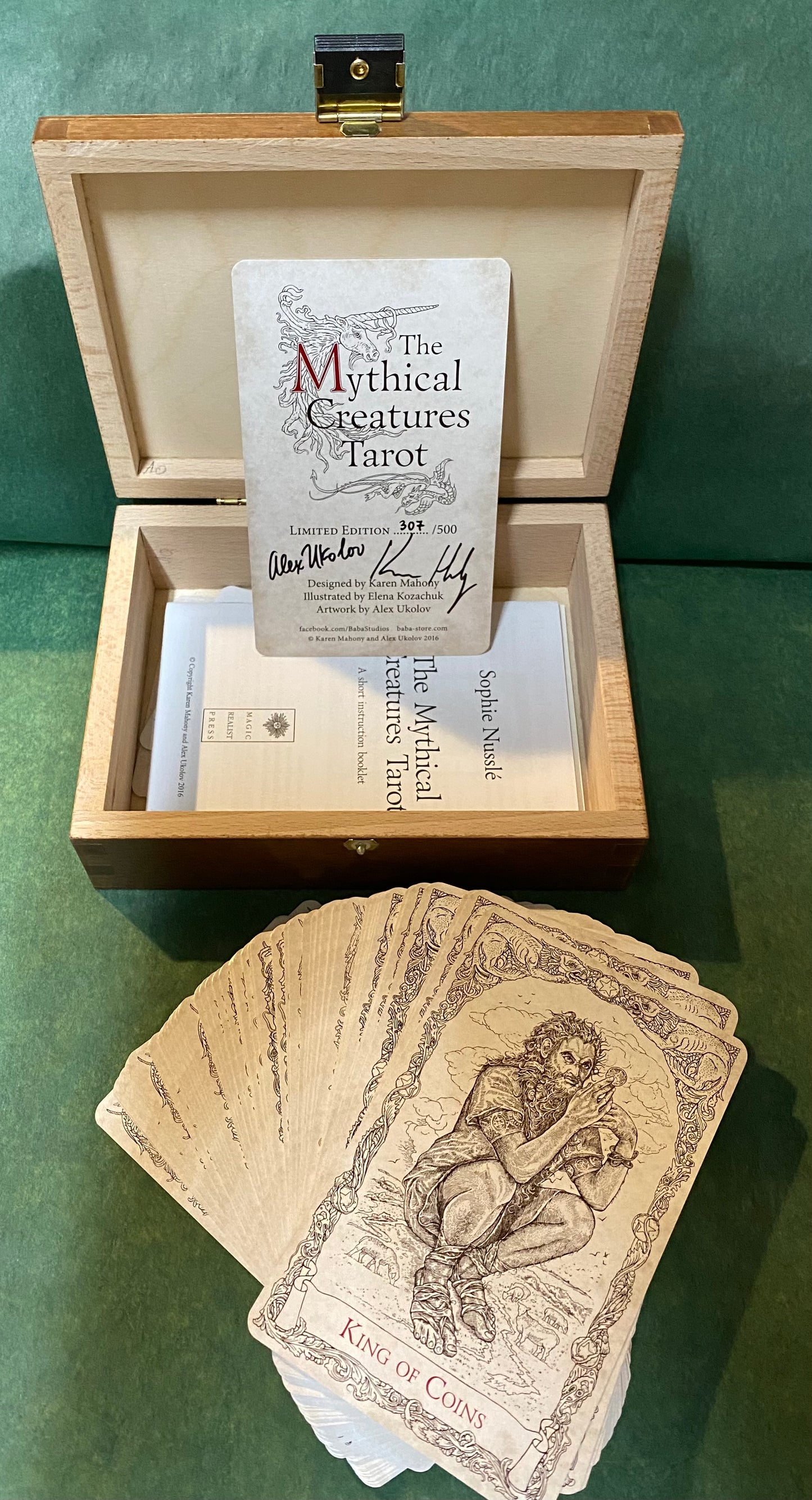box, authenticity card, and cards spread out