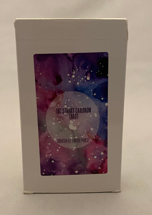 Tarot box with a colorful design and text on a white background