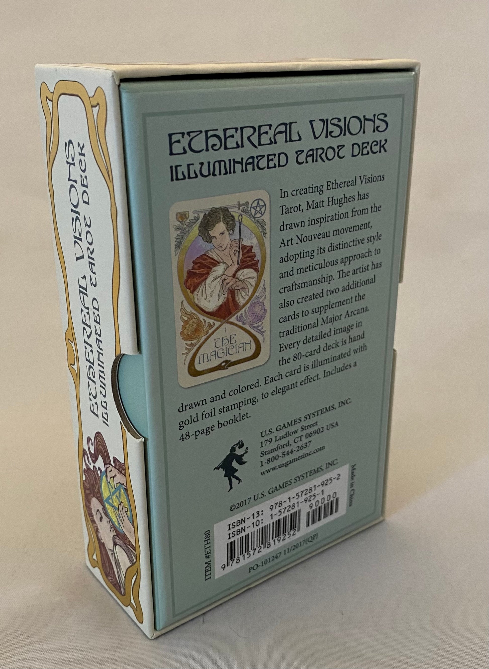 Ethereal Visions Illuminated Card Deck packaging with text and card illustration on a white background