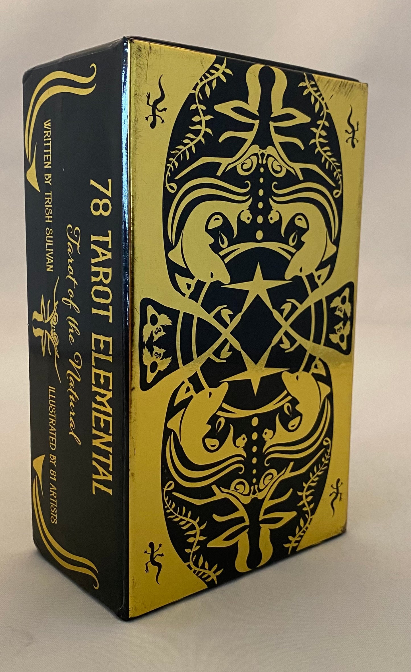 78 Tarot Elemental box with black and gold design on a white background