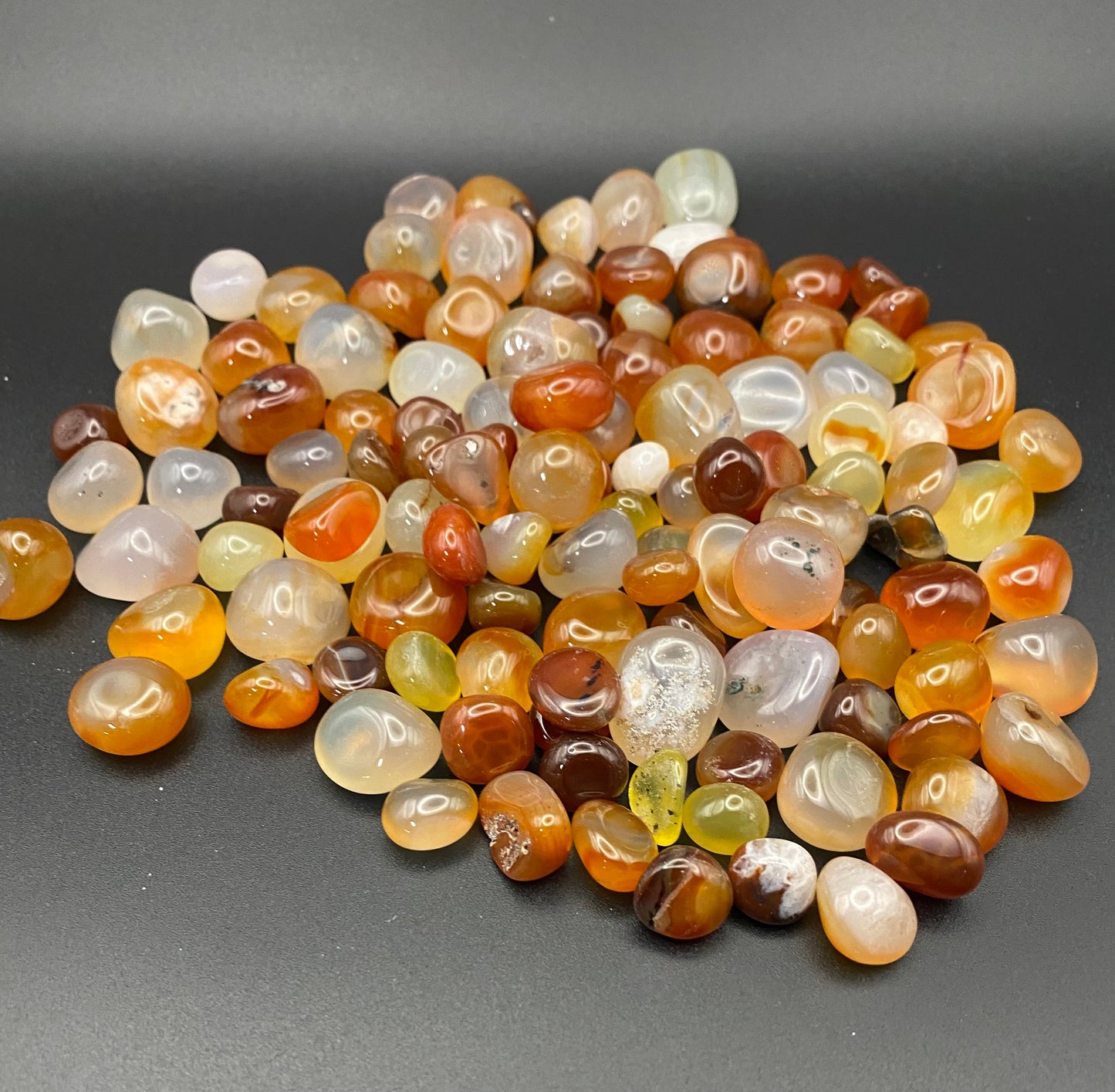pile of carnelian tumbled stones