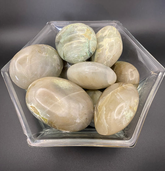 bowl of green moonstone