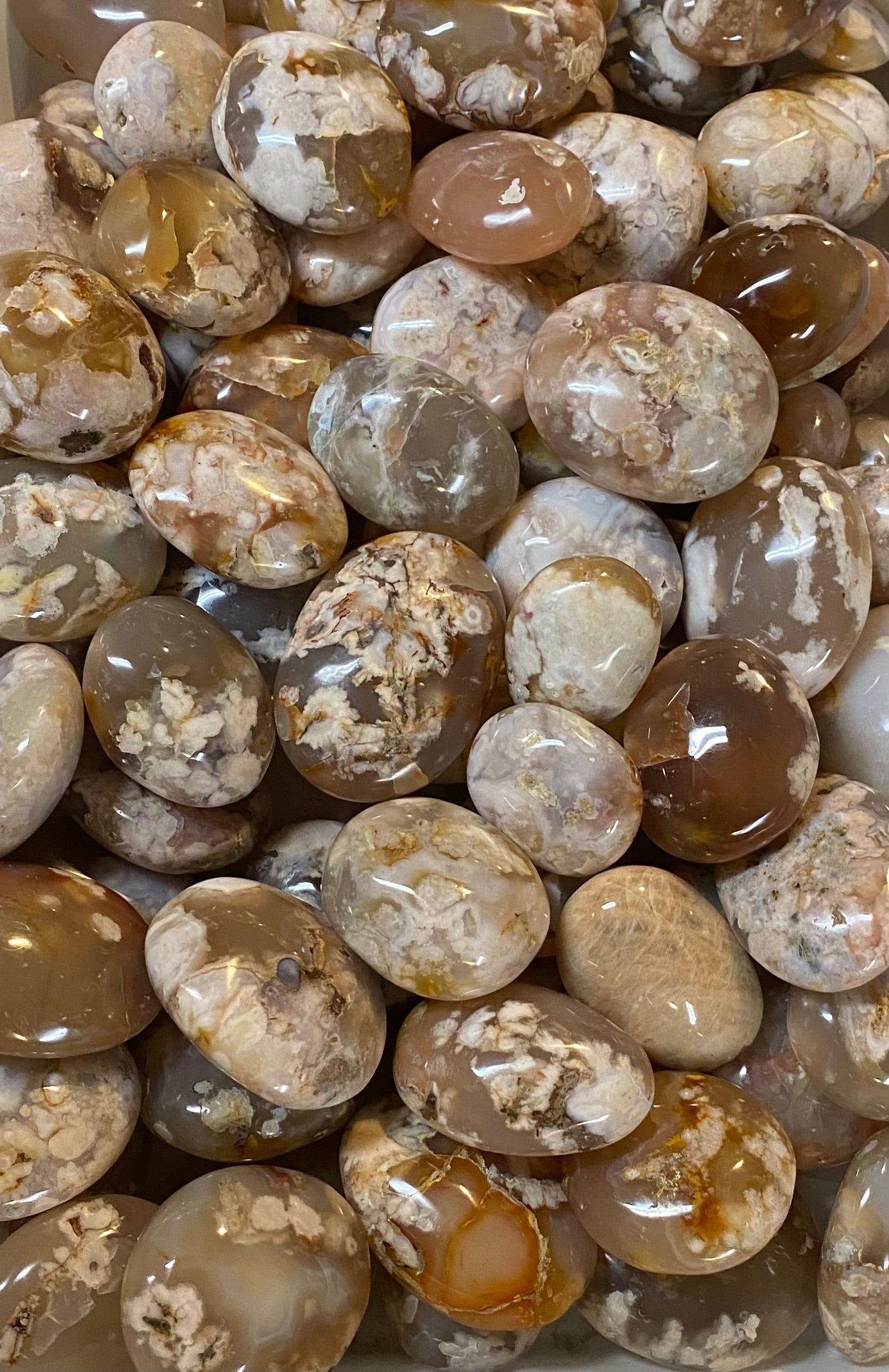 pile of flower agate stones