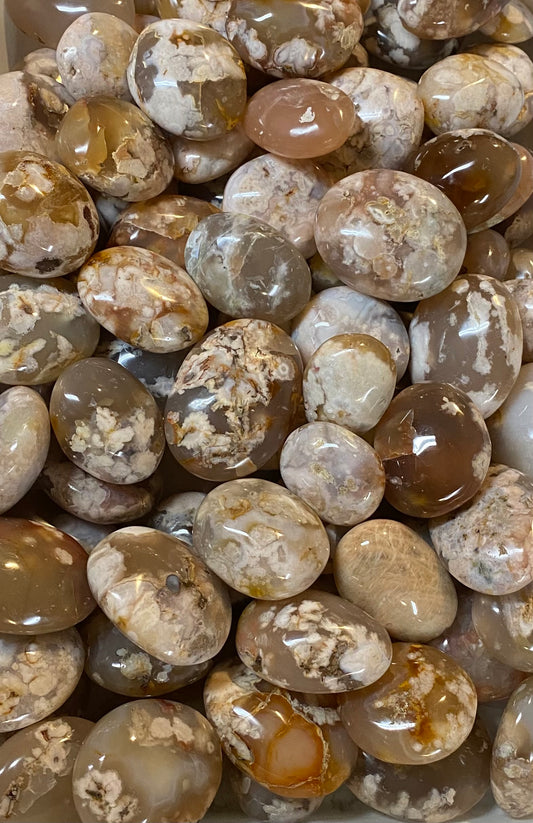 pile of flower agate stones
