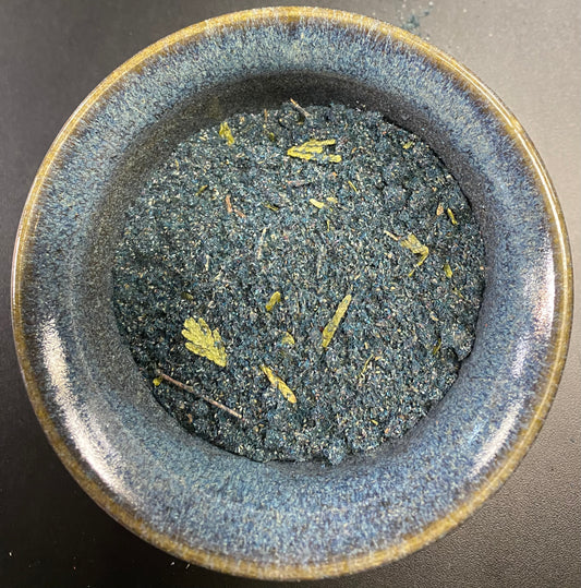 Shaman's Vision Incense purple powder with green herbal bits in