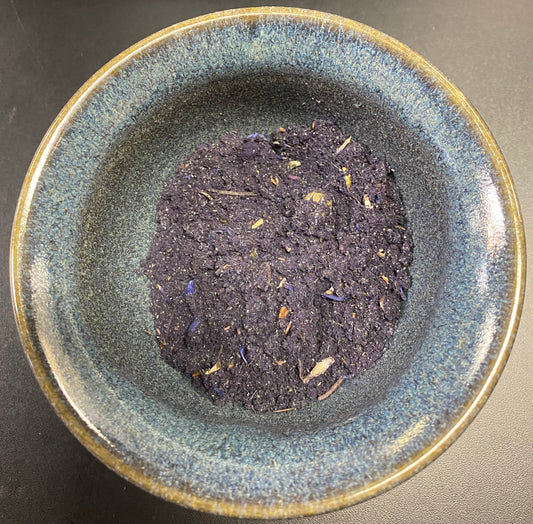 Shapeshifter Incense purple powder with purple and cream florals in