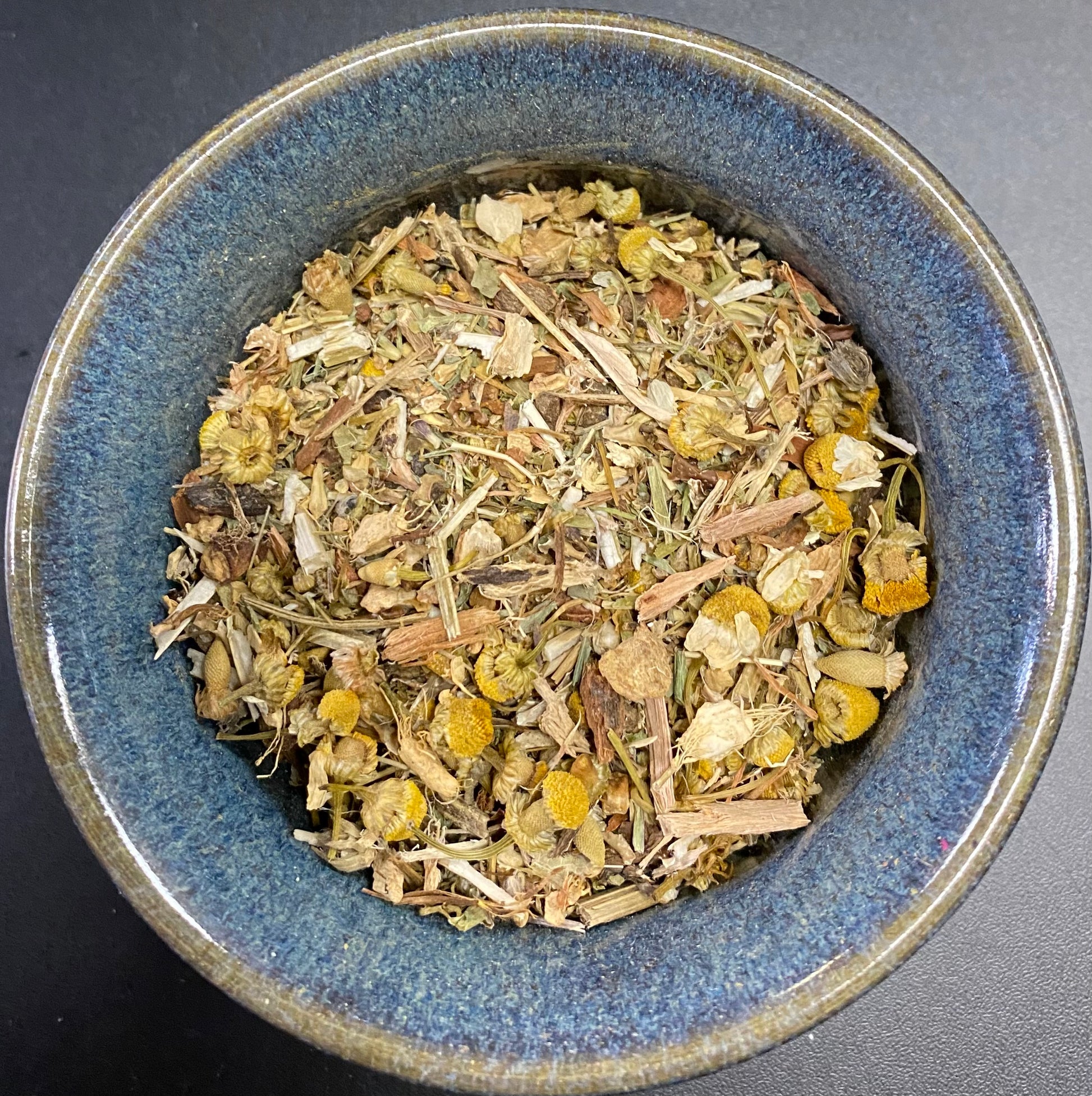 Hangover Relief Tea yellows creams and greens herbal mix