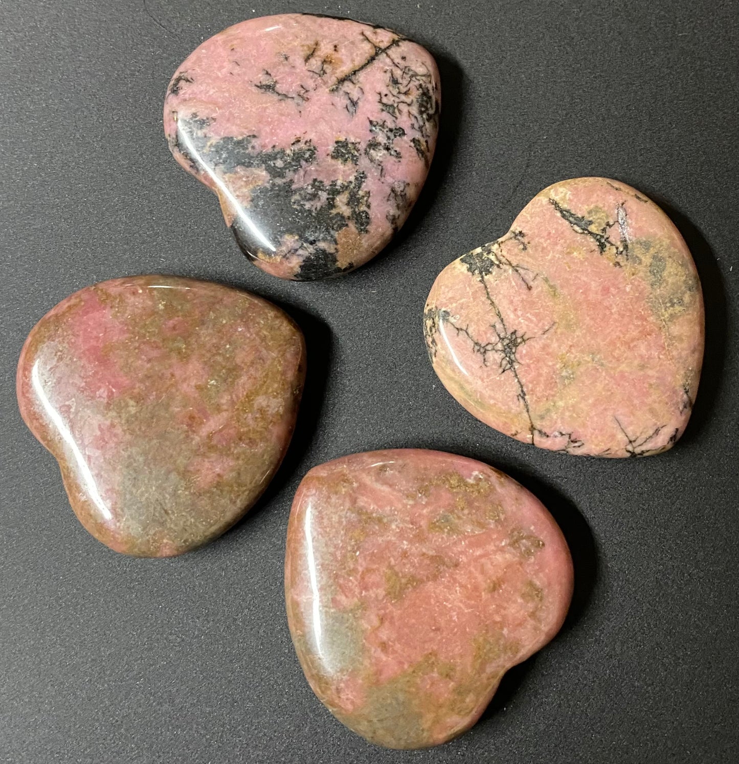 Rhodonite Heart Flat 1.5 inch