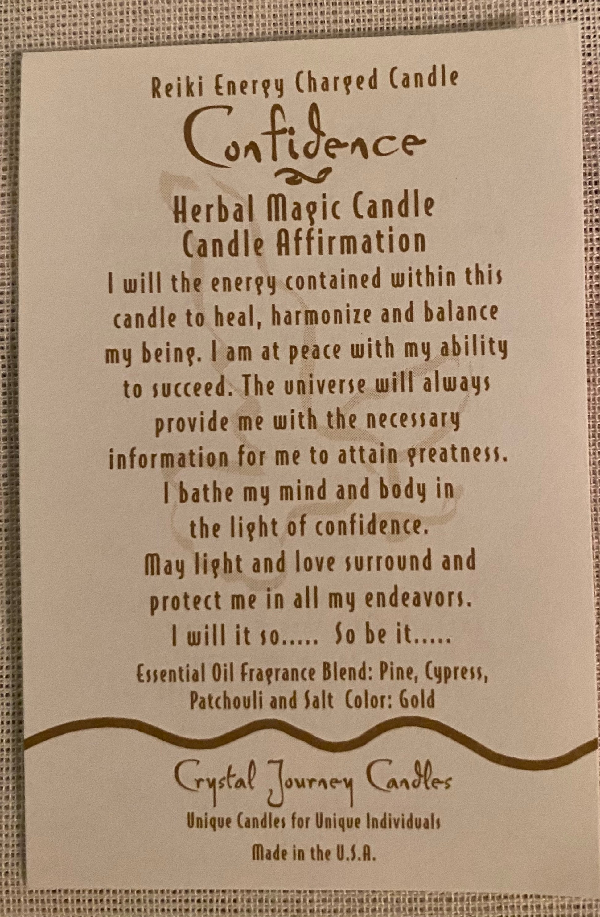 Candle Votive Confidence Golden Brown Affirmation Card