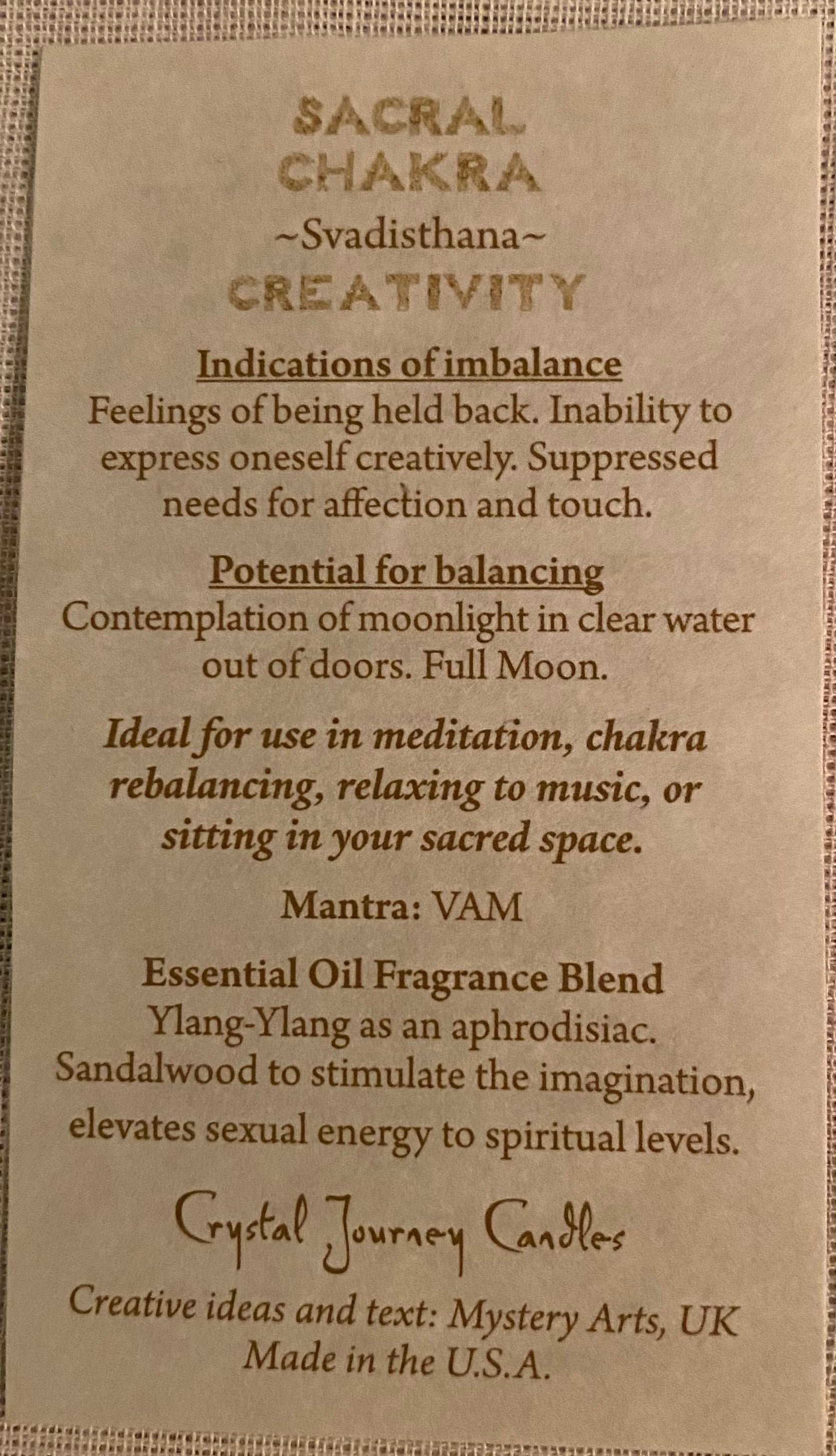 Candle Votive Sacral Chakra Affirmation Card