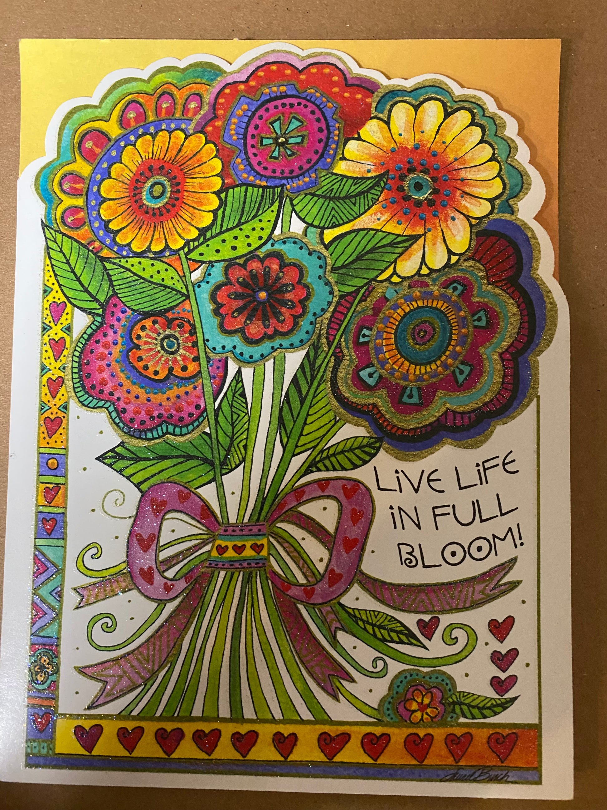 Greeting Card Live Life in Full Bloom Bouquet 