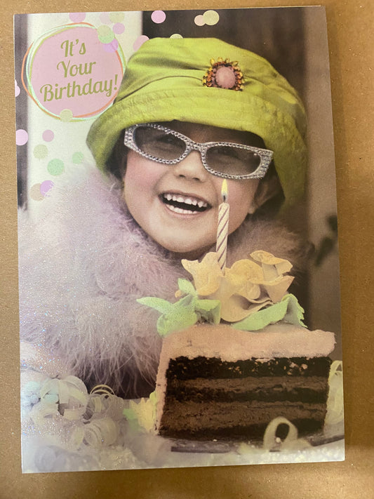 Greeting Card It's Your Birthday Child Green Hat