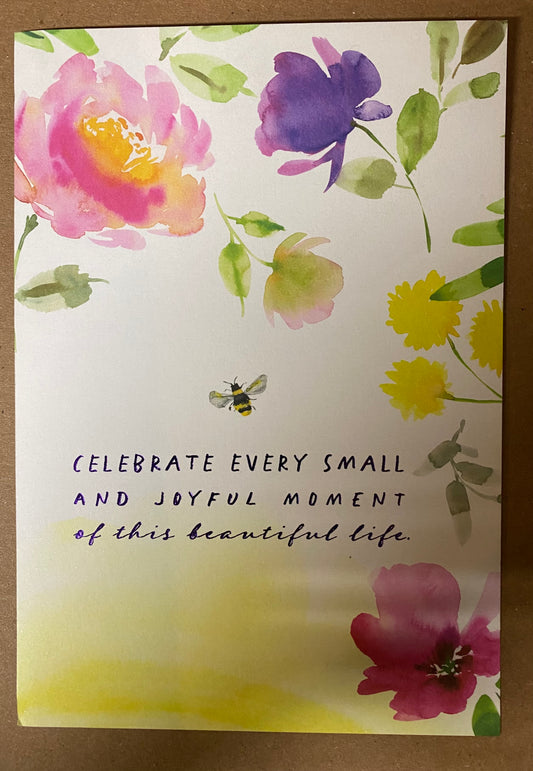 Greeting Card Celebrate Every Small Bee Floral