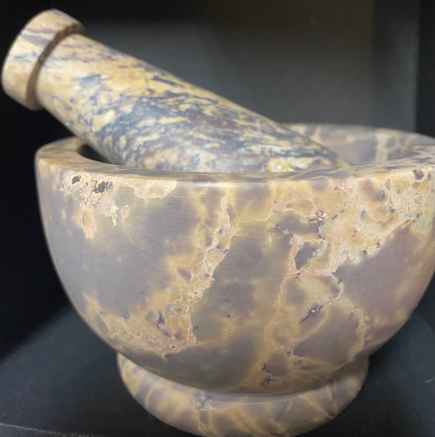 Mortar & Pestle Marble Brown 4 inches Different Color