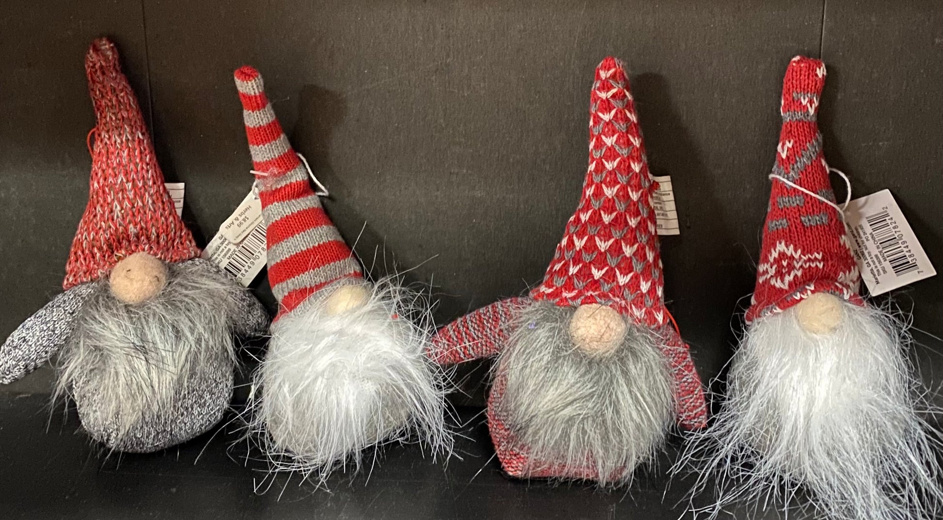 Ornament Gnome Red Grey White Ganz