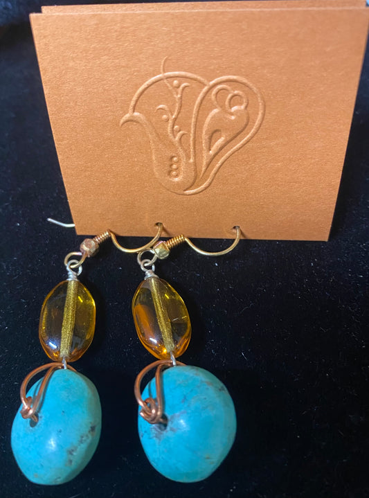 Earrings Turquoise Vintage Glass