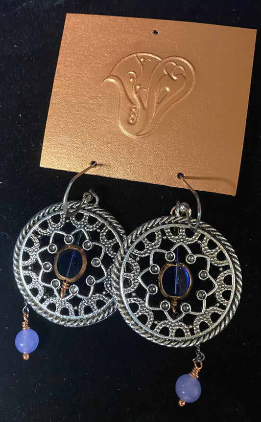 Earrings Tanzanite Quartz Tibetan Silver