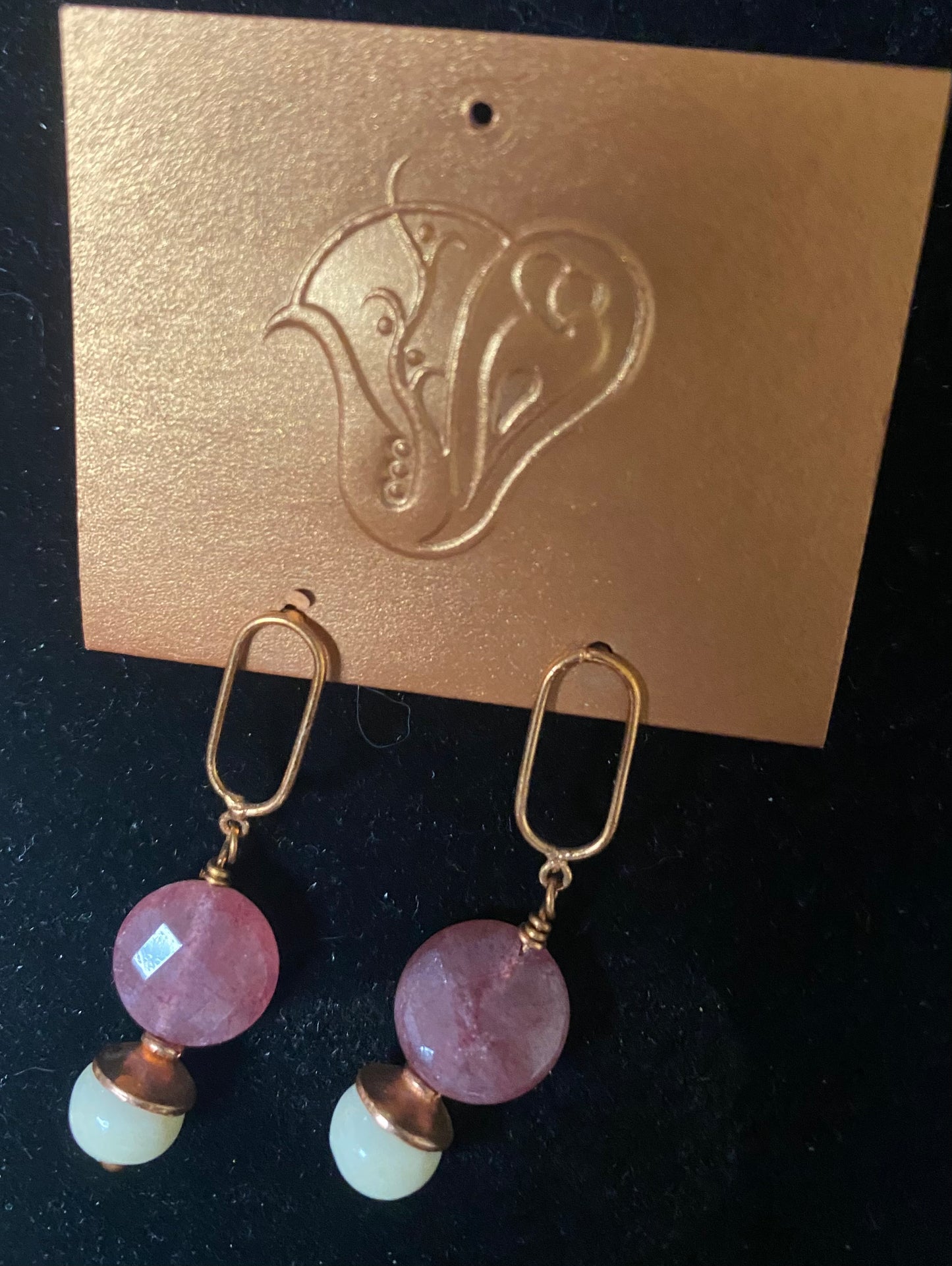 Earrings Muscovite Bone Copper