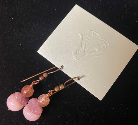 Earrings Sunstone Pink Opal