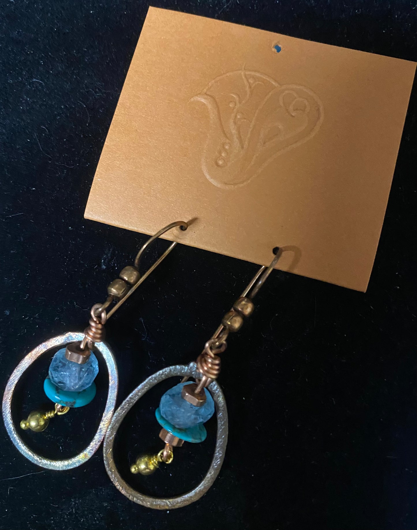 Earrings Aquamarine Turquoise Copper