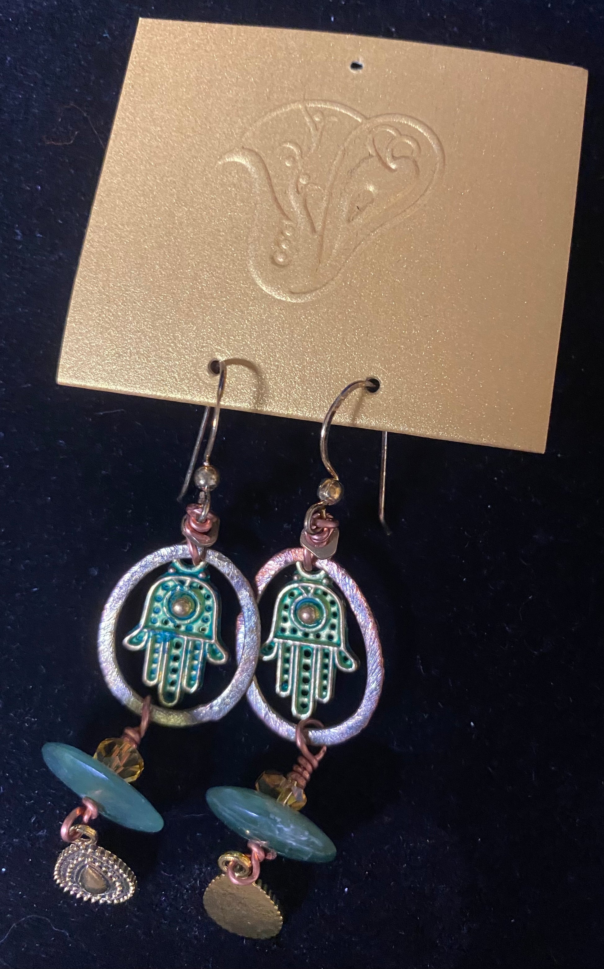 Earrings Hamsa Jade