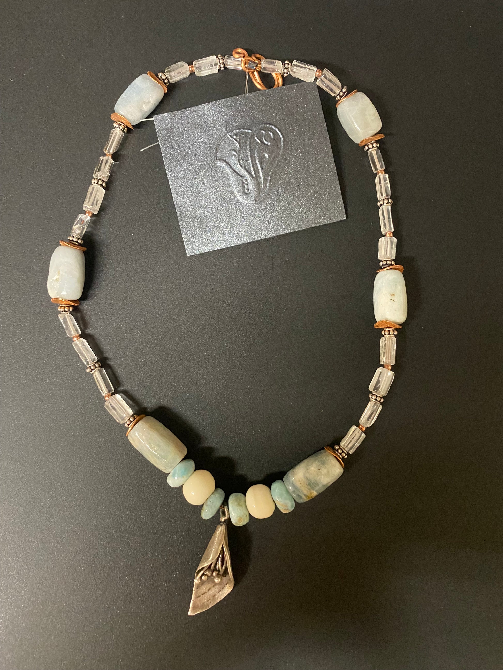Necklace Larimar Aquamarine Bone