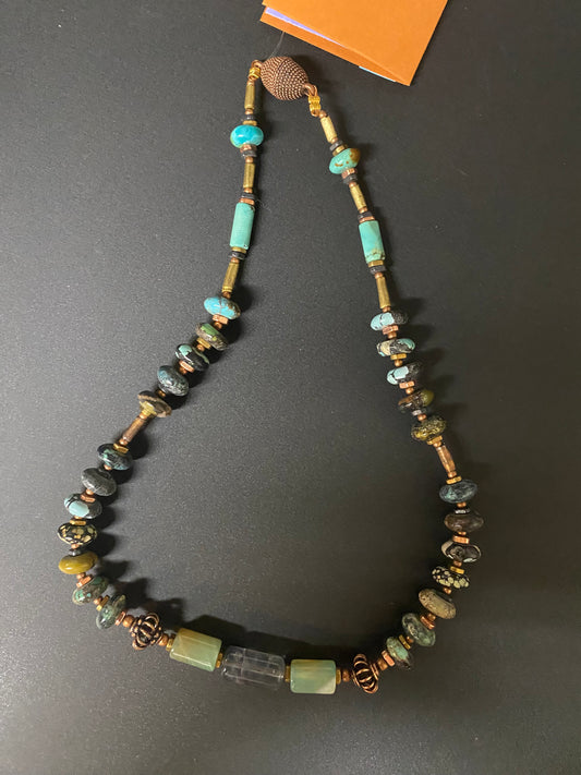 Necklace Fluorite Agate Turquoise