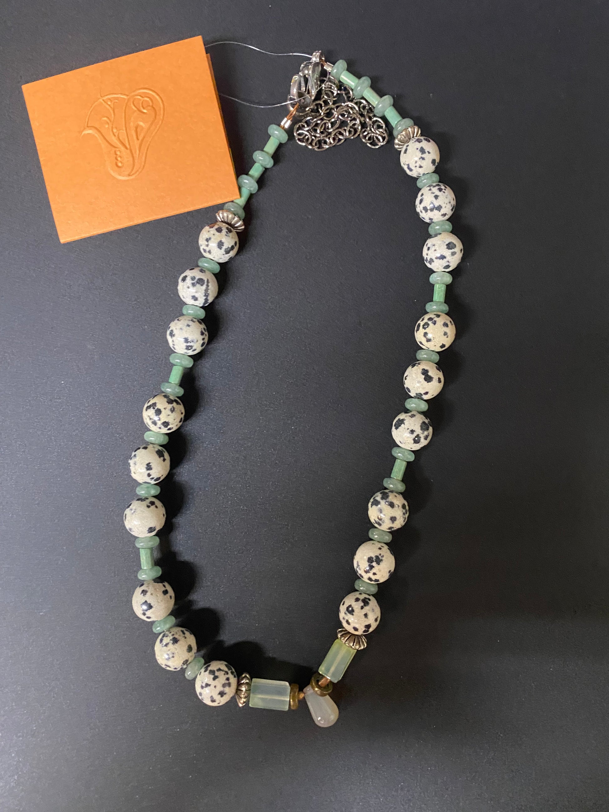 Necklace Chalcedony Dalmation Jasper