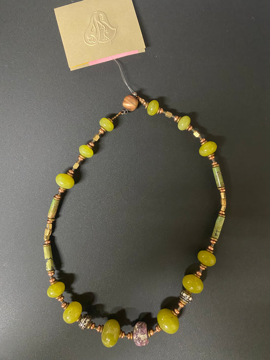 Necklace Ruby Jade Mother of Pearl