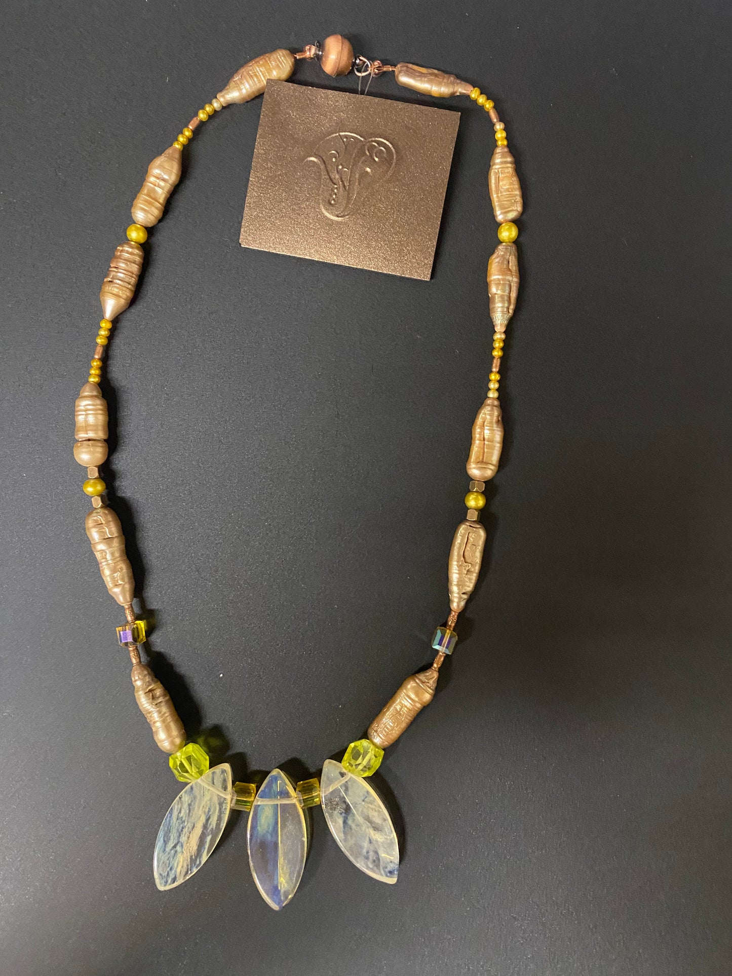 Necklace Pineapple Quartz Fresh Water Pearls