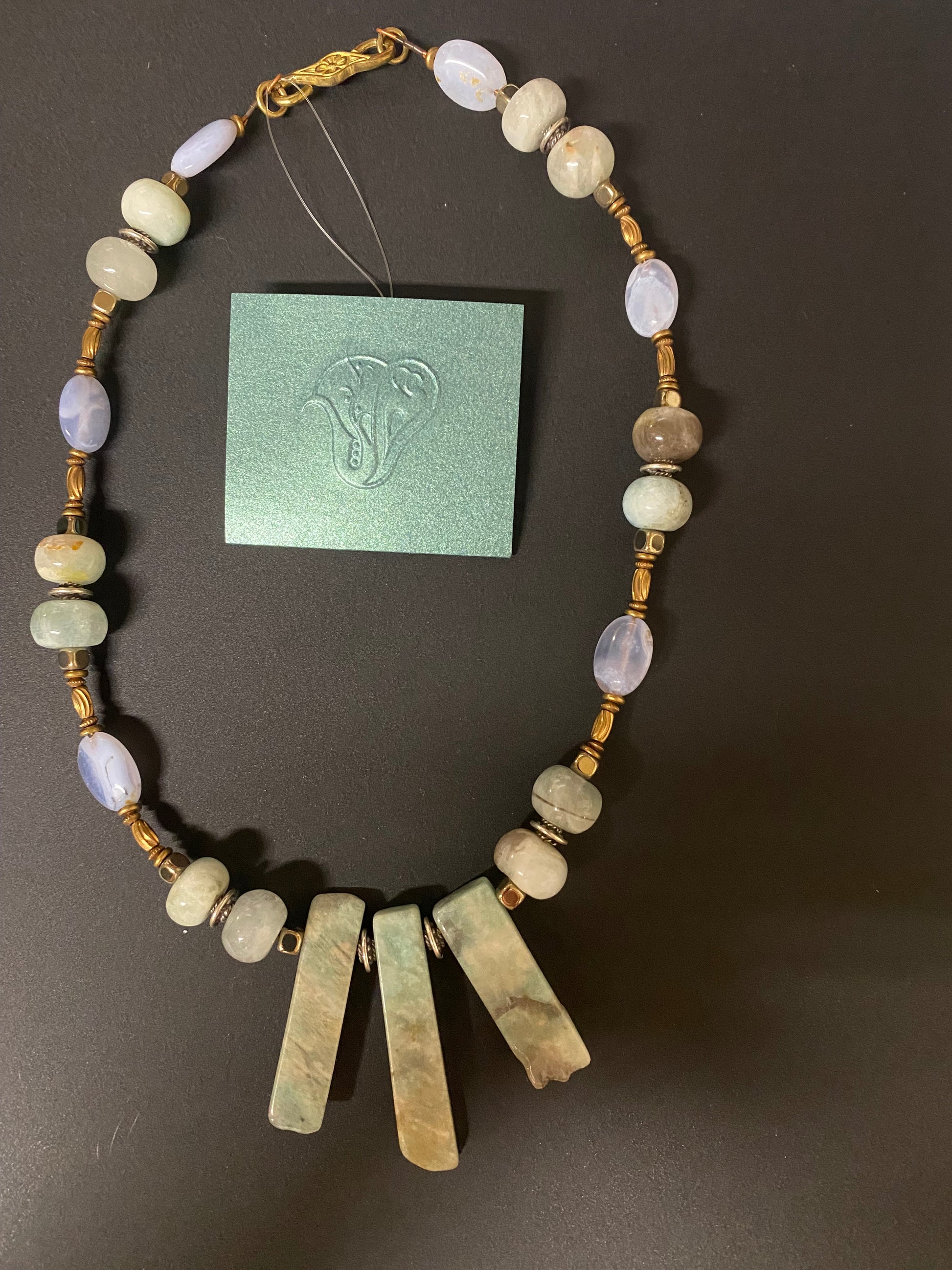 Necklace Ammonite Aquamarine Pyrite