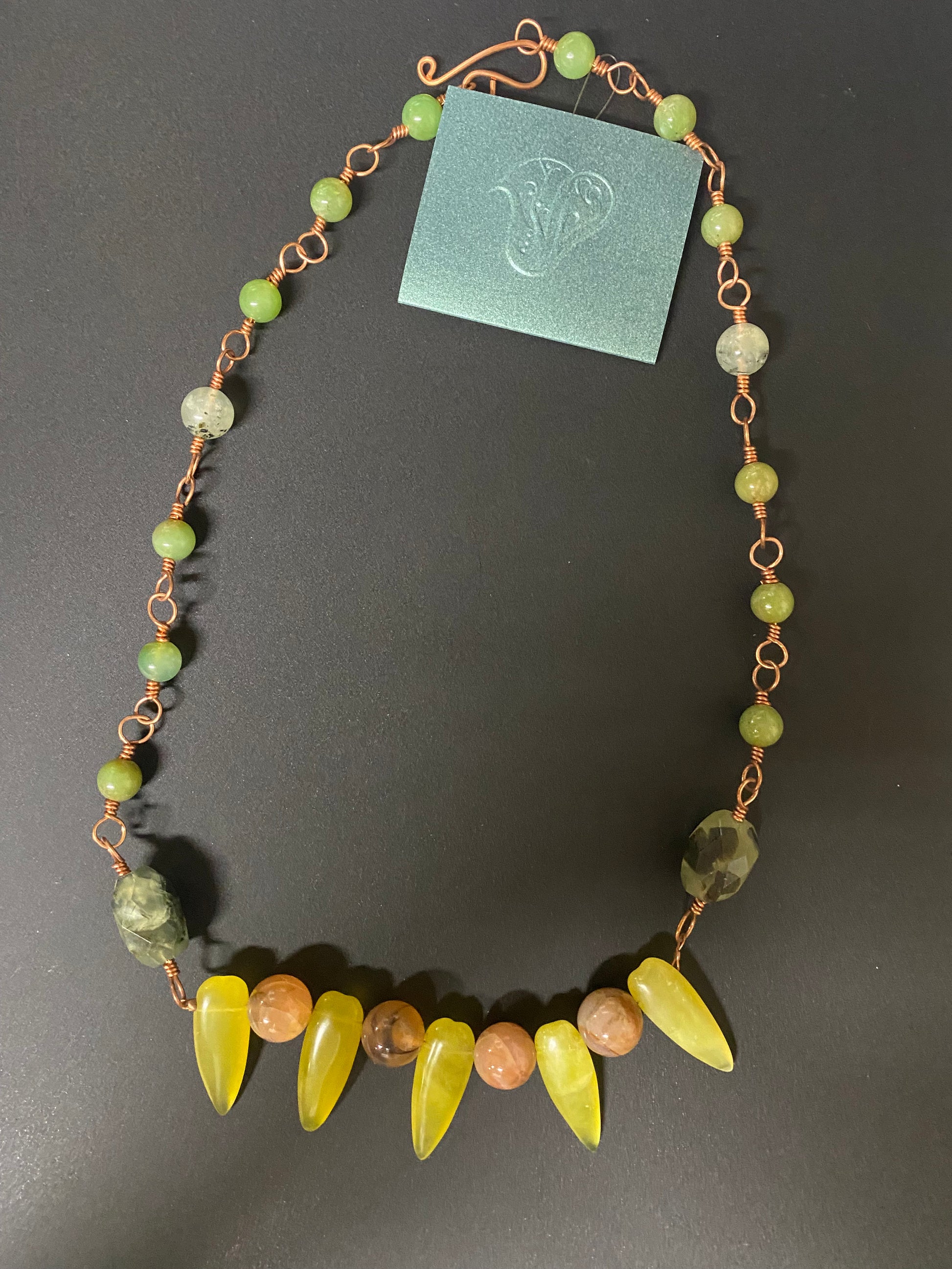 Necklace Jade Agate Prehnite
